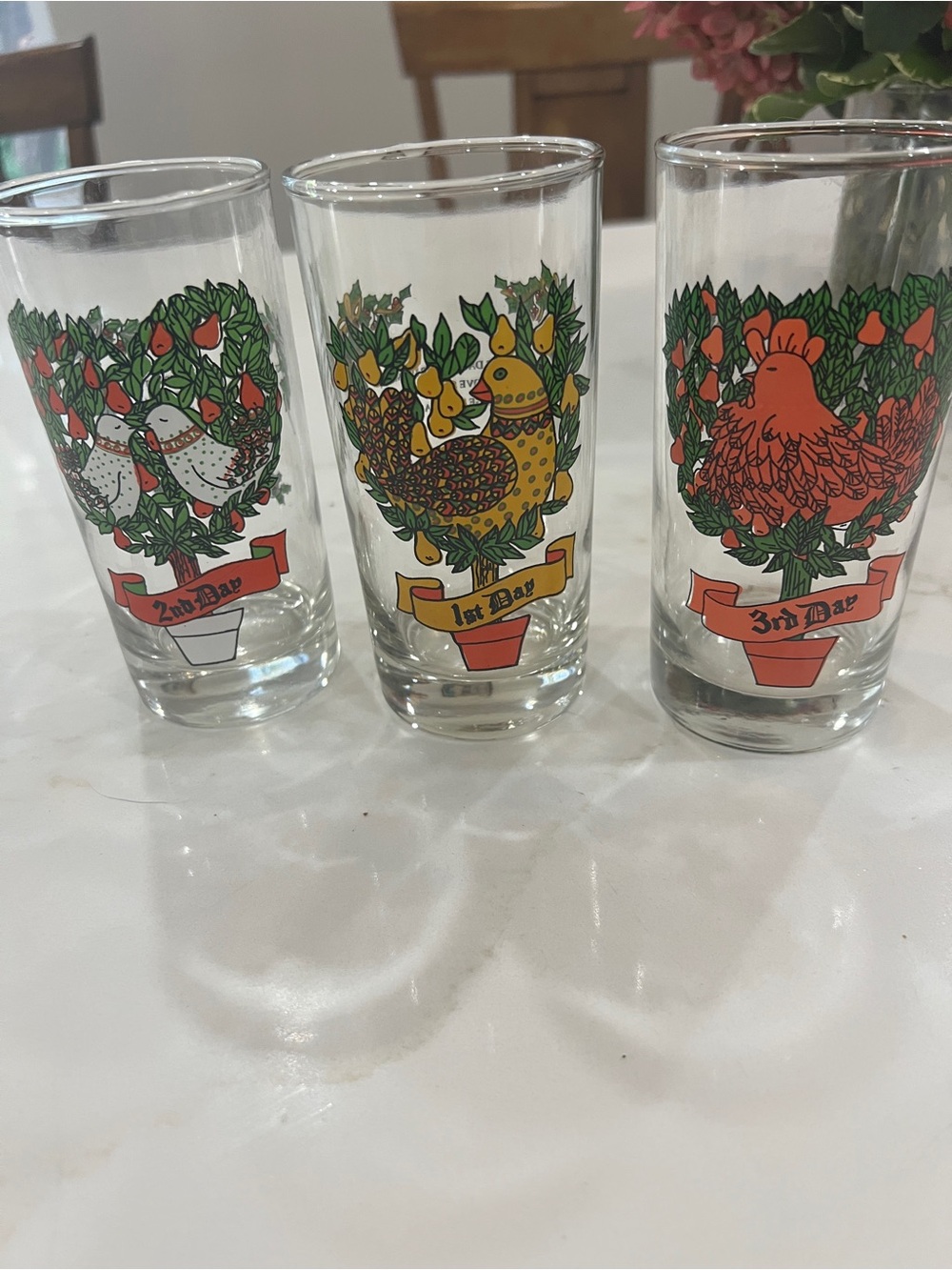 Anchor Hocking 12 Days of Christmas Glasses Day 1 2 & 3